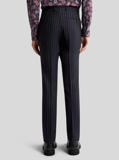 STRIPED WOOL-BLEND TROUSERS