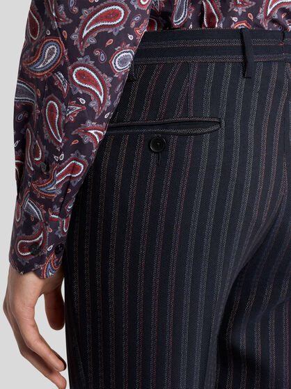 STRIPED WOOL-BLEND TROUSERS
