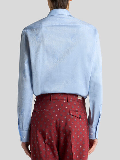 COTTON JACQUARD SHIRT WITH GECKO MOTIF