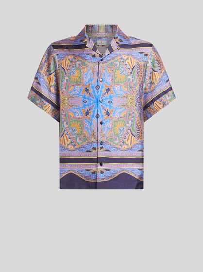 TWILL SHIRT WITH PLACED PAISLEY PRINT
