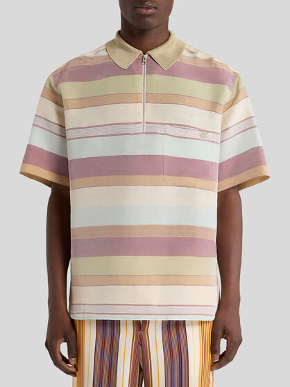 STRIPED LINEN POLO SHIRT