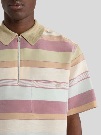 STRIPED LINEN POLO SHIRT