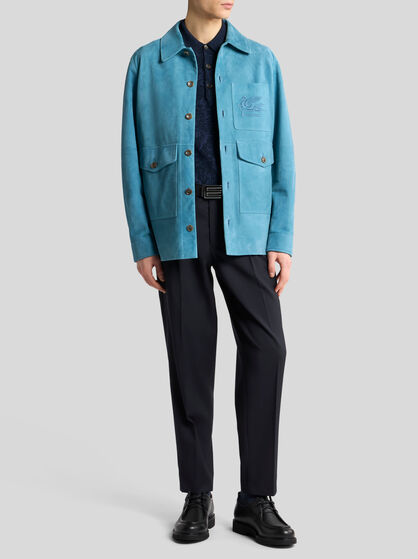COTTON- AND WOOL-BLEND JACQUARD POLO