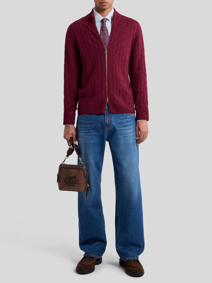PLAIN-COLOURED CASHMERE CARDIGAN
