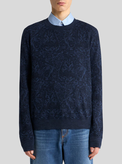 WOOL AND COTTON JACQUARD JUMPER