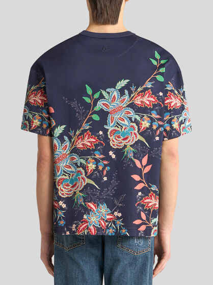 COTTON T-SHIRT WITH PEACOCK PRINT