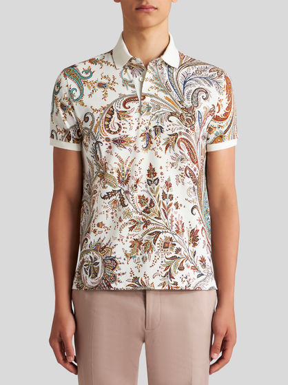 MULTICOLOURED PAISLEY POLO SHIRT WITH LOGO