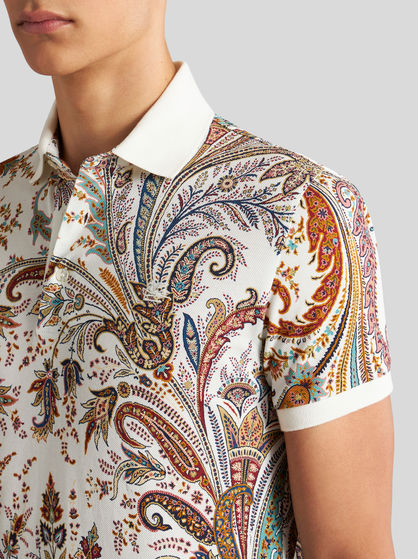 MULTICOLOURED PAISLEY POLO SHIRT WITH LOGO