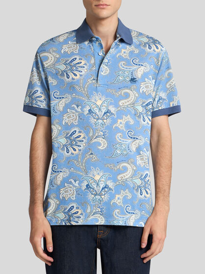 FLORAL PAISLEY COTTON POLO SHIRT