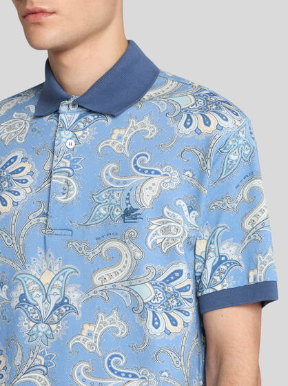 FLORAL PAISLEY COTTON POLO SHIRT