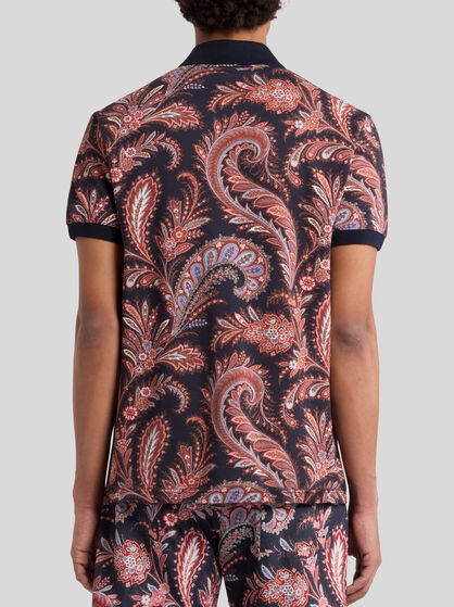 FLORAL PAISLEY COTTON POLO SHIRT