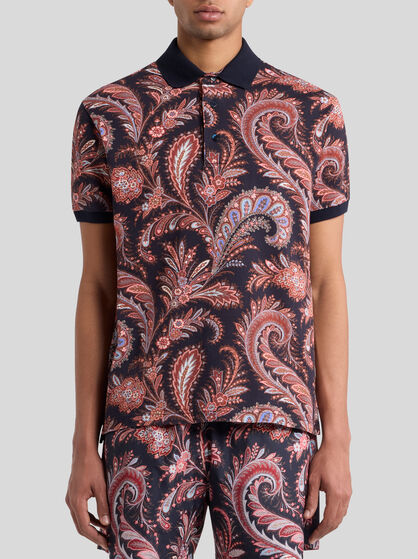 FLORAL PAISLEY COTTON POLO SHIRT