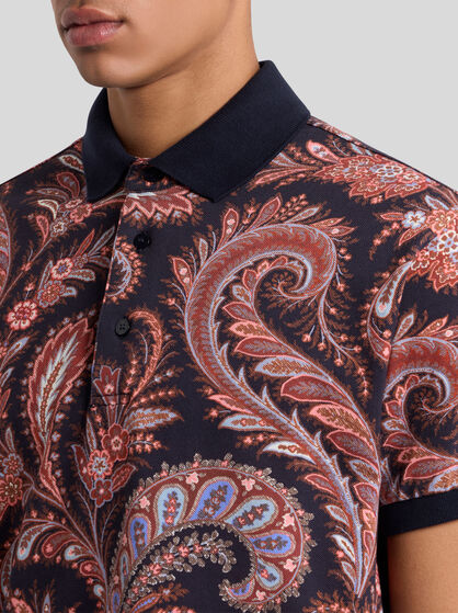 FLORAL PAISLEY COTTON POLO SHIRT