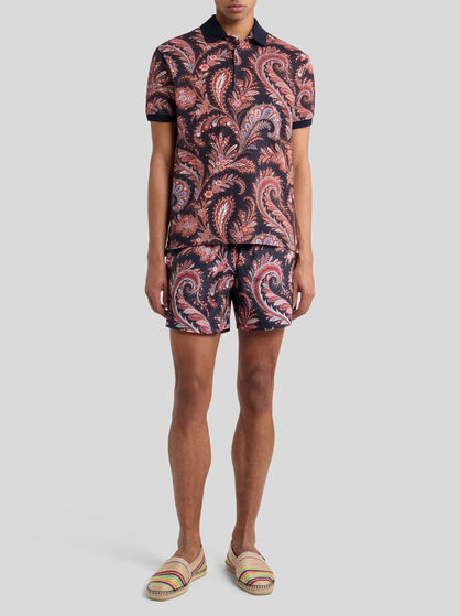 FLORAL PAISLEY COTTON POLO SHIRT