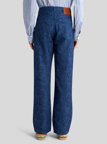 STRAIGHT-LEG FLORAL PAISLEY JEANS