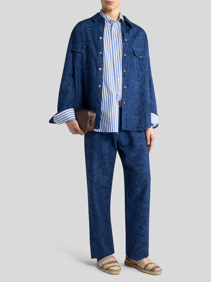 STRAIGHT-LEG FLORAL PAISLEY JEANS