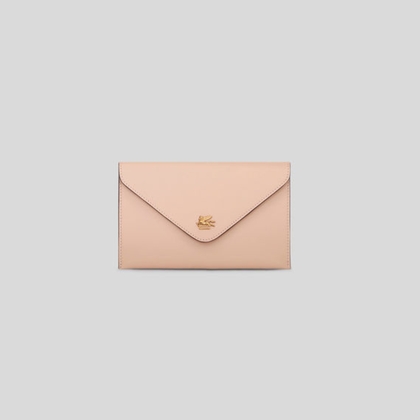 LEATHER CLUTCH BAG WITH PEGASO in pink - link to necessaires and pouches