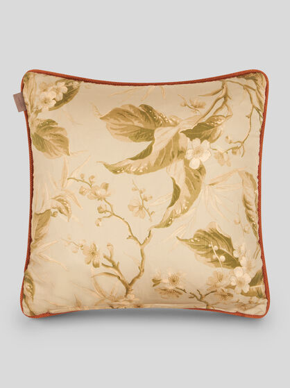 CUSHION WITH LEAFY FLORAL MOTIF
