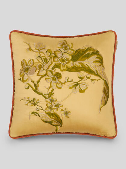 CUSHION WITH LEAFY FLORAL MOTIF