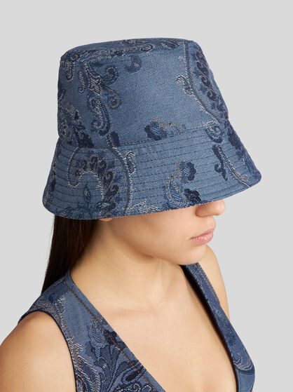 JACQUARD DENIM BUCKET HAT