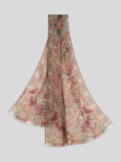 SILK SCARF WITH PLACED PRINT