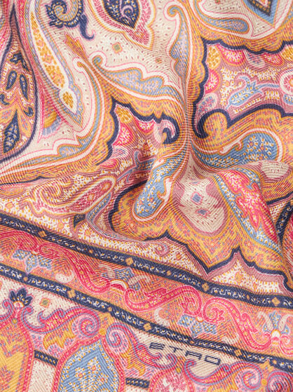 MULTICOLOURED PAISLEY CASHMERE AND SILK SCARF