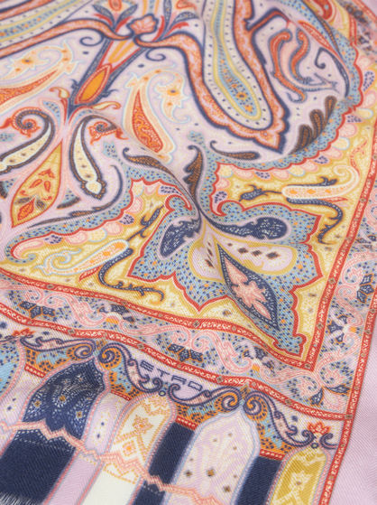 MULTICOLOURED PAISLEY CASHMERE AND SILK SCARF