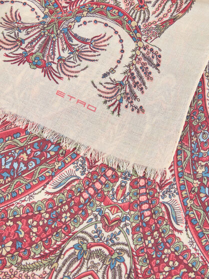 CASHMERE-BLEND SCARF WITH PLACED PRINT