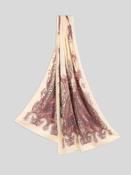 CASHMERE-BLEND SCARF WITH PLACED PRINT