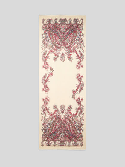 CASHMERE-BLEND SCARF WITH PLACED PRINT
