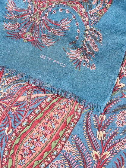 CASHMERE-BLEND SCARF WITH PLACED PRINT