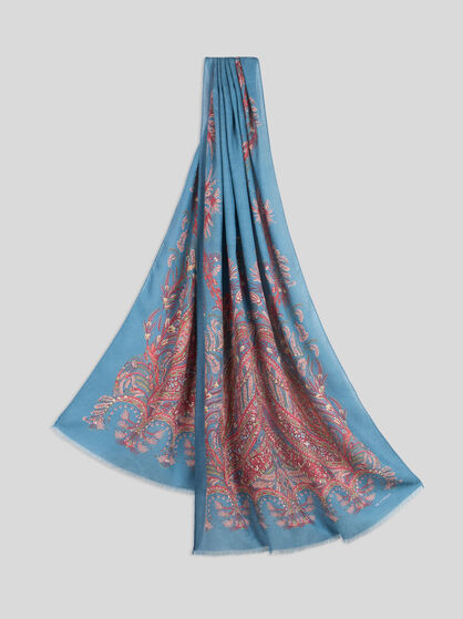 CASHMERE-BLEND SCARF WITH PLACED PRINT