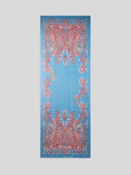 CASHMERE-BLEND SCARF WITH PLACED PRINT