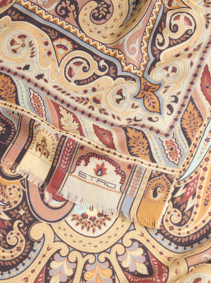 CASHMERE AND SILK SCARF WITH PLACED PRINT