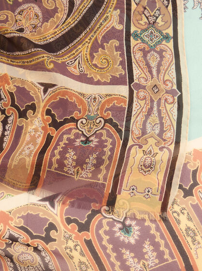 SILK SCARF WITH PLACED PRINT