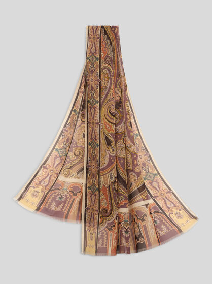 SILK SCARF WITH PLACED PRINT