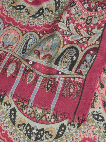 CASHMERE AND SILK SCARF WITH PLACED PRINT