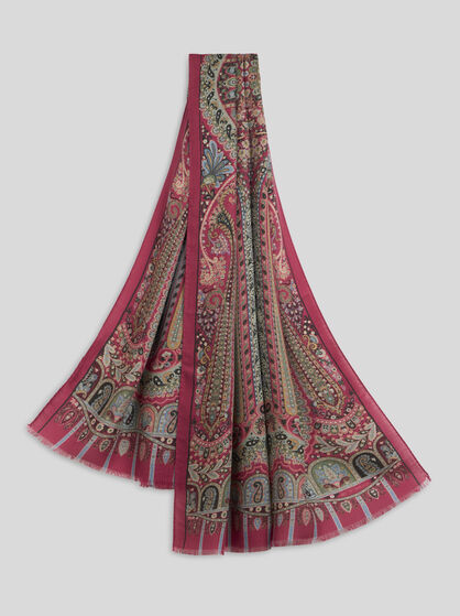 CASHMERE AND SILK SCARF WITH PLACED PRINT