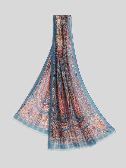 SILK SCARF WITH PLACED PRINT