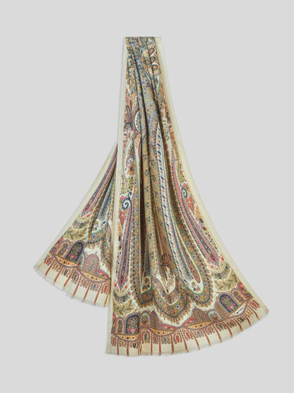 PRINTED SILK AND CASHMERE SCARF