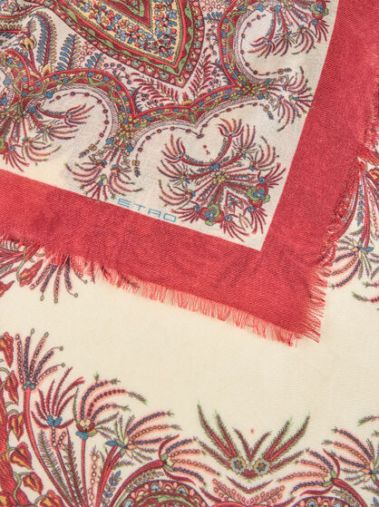 WOOL, CASHMERE AND SILK SHAWL WITH PRINT