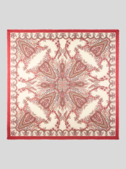 WOOL, CASHMERE AND SILK SHAWL WITH PRINT