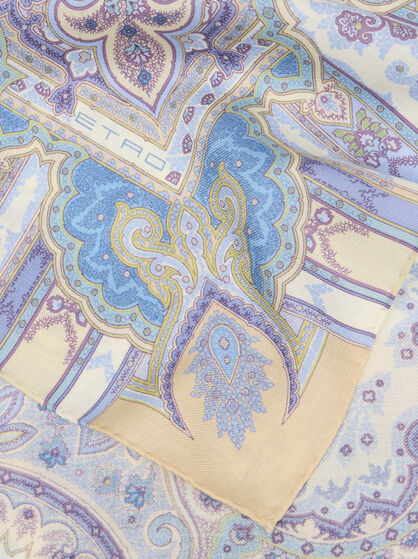 WOOL AND SILK SHAWL WITH PLACED PRINT