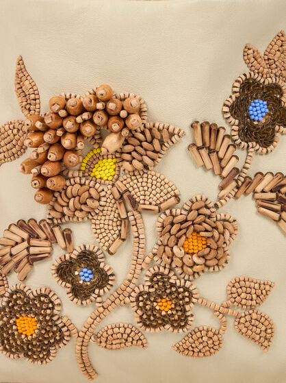 SMALL LEATHER KALISPERA BAG WITH BEADS AND FRINGING