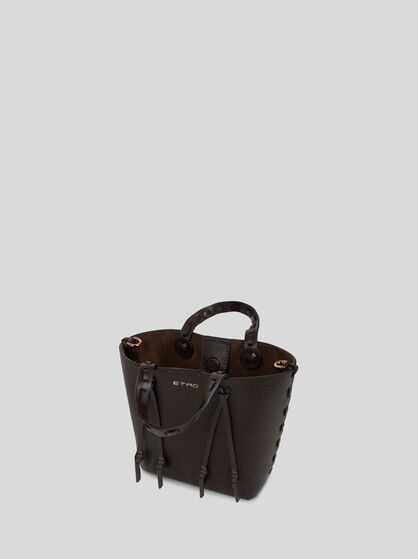 ETRO ESSENTIAL MINI LEATHER TOTE BAG WITH THREADING
