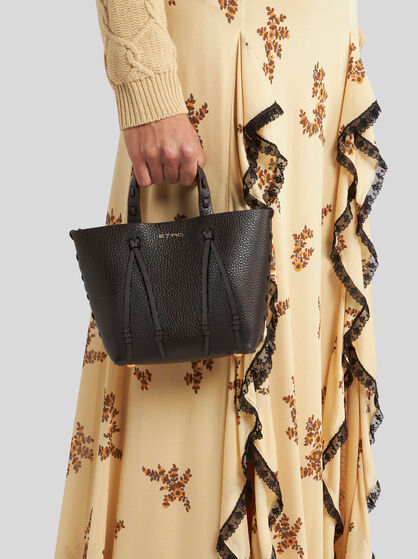 ETRO ESSENTIAL MINI LEATHER TOTE BAG WITH THREADING