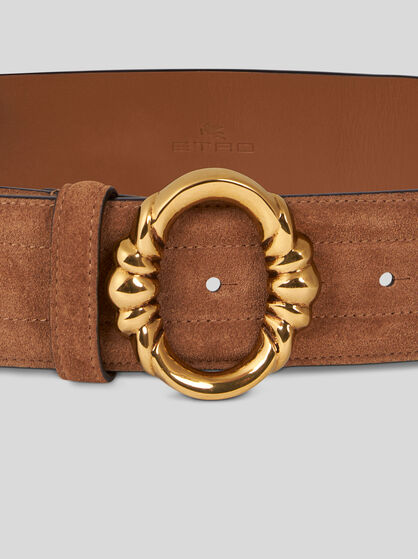 SUEDE BELT WITH OVAL BUCKLE