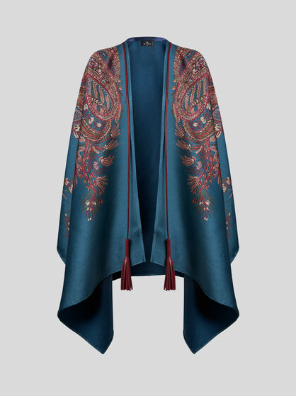 FLORAL PAISLEY WOOL-BLEND CAPE