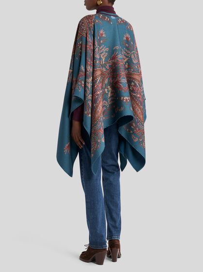 FLORAL PAISLEY WOOL-BLEND CAPE