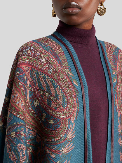 FLORAL PAISLEY WOOL-BLEND CAPE